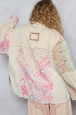 Soft Pink Lace Floral Jacket