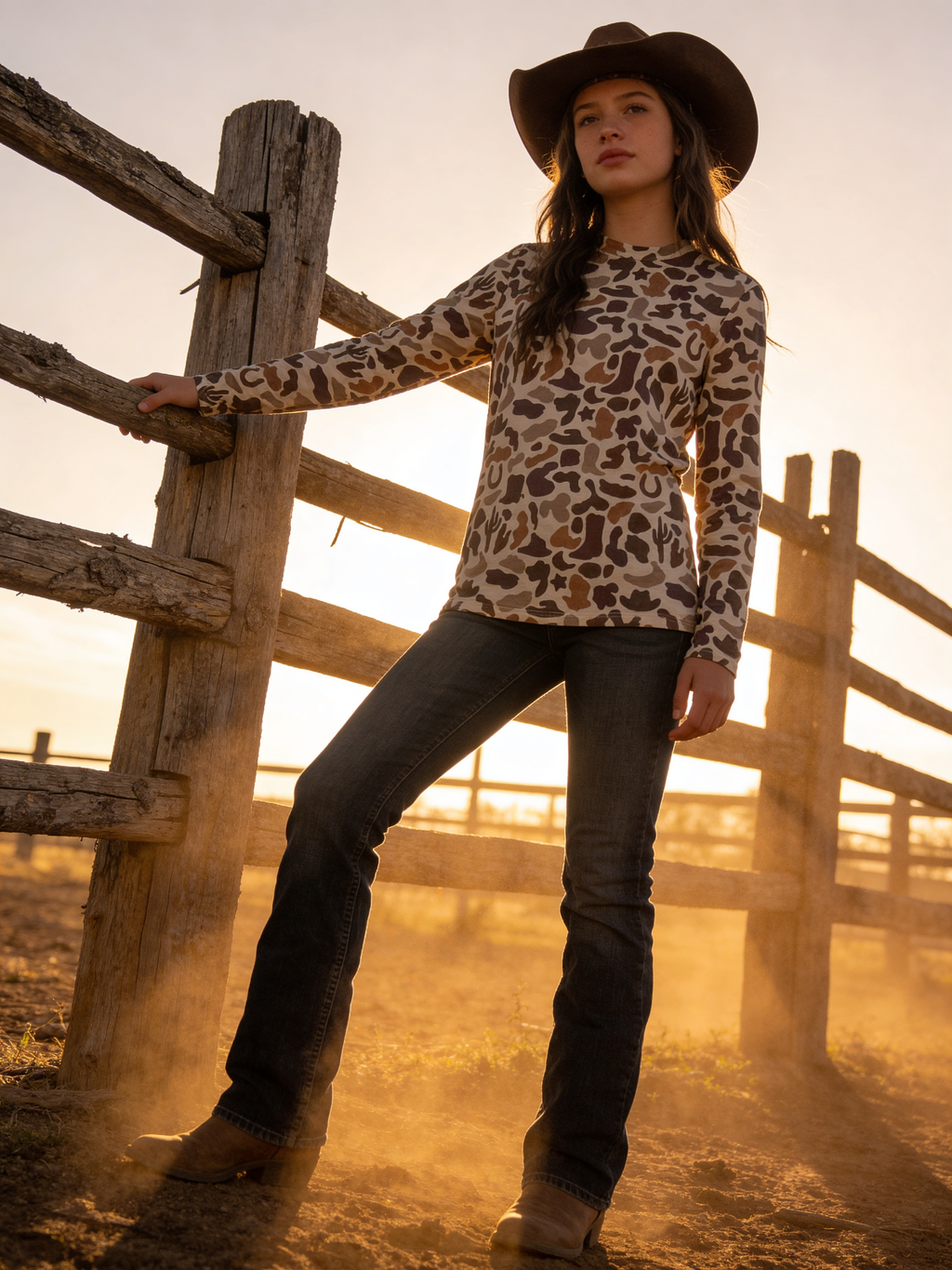 Cowboy Camo Mesh Top