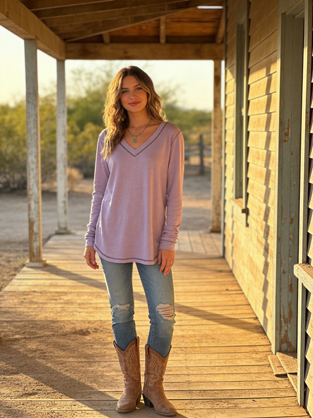 Purple Basic V-Neck