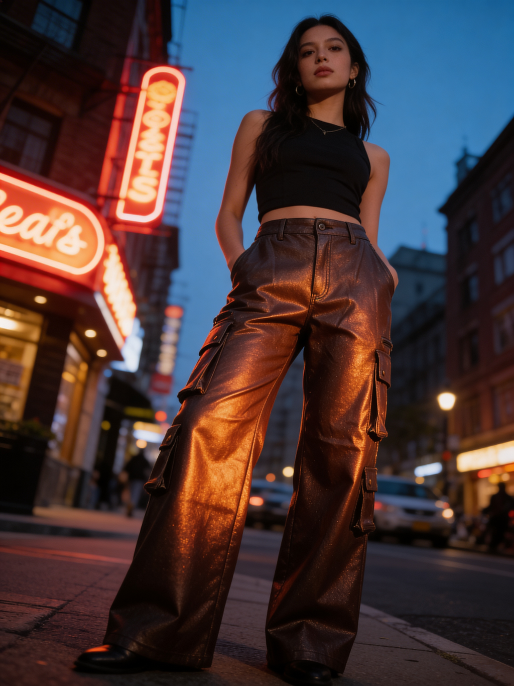 Black Sparkly Cargo Pant