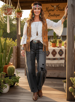 Distressed Dark Barrel Jeans