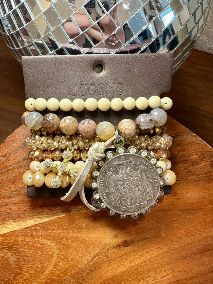 Brown Coin Stacker Bracelet