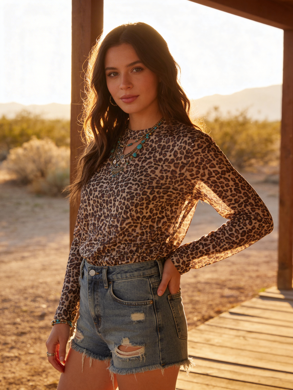 Leopard Mesh Top