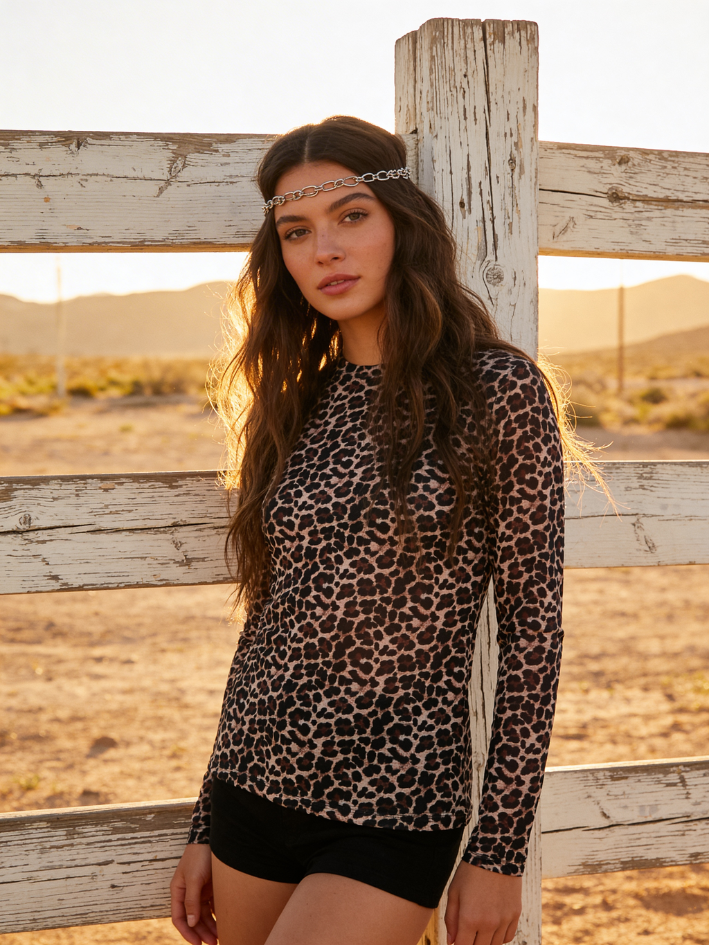 Dark Cheetah Mesh Top