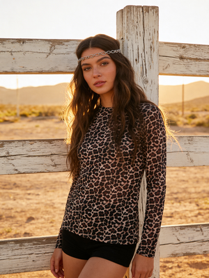 Dark Cheetah Mesh Top