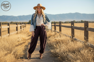 Plum Corduroy Barrel Pant