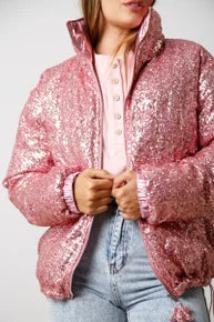 Pink Sparkle Puffer Jacket