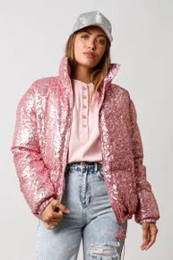 Pink Sparkle Puffer Jacket