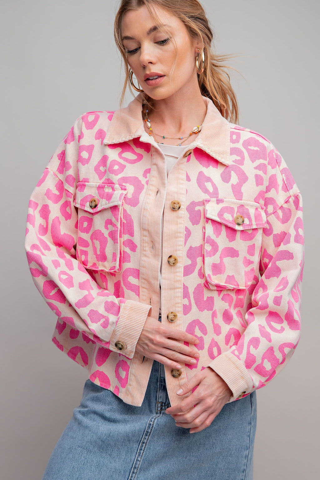 Hot Pink Cheetah Denim Jacket