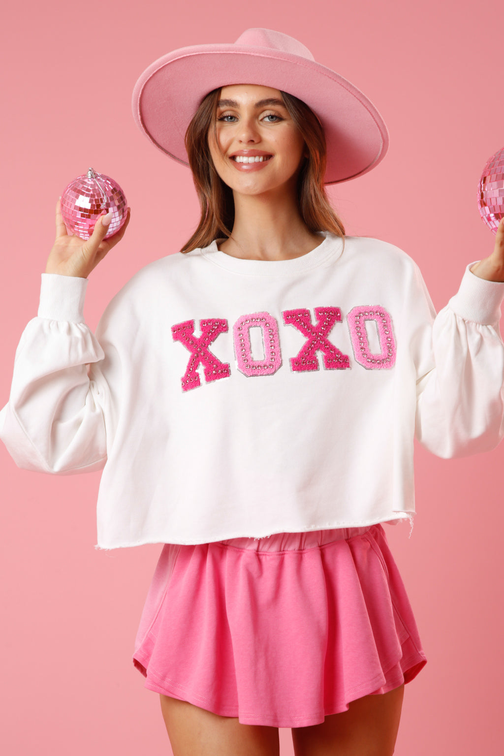 XOXO Sequin Edge Embellished Patch Sweatshirt